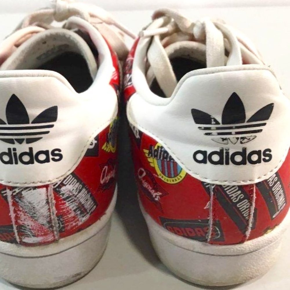 Adidas Originals x NIGO - Red Superstar NIGO Allover Print - Men's US Size 8